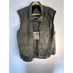 Field Stream Fishing Vest Utility Pockets Outdoor Sleeveless Olive Green L
